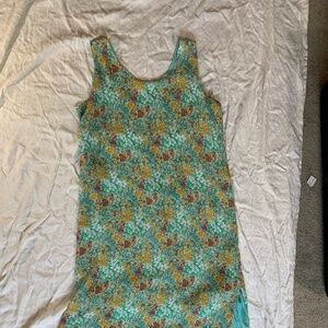 Impressions vintage floral dress, sleeveless, size L , Blue yellow, red floral